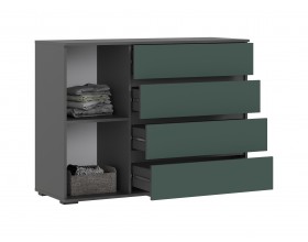 Норд Комод 1 дверь 4 ящика 1200 Изумрудный Кромка Графит, Графит