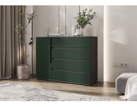 Норд Комод 1 дверь 4 ящика 1200 Изумрудный Кромка Графит, Графит