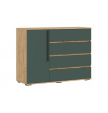 Норд Комод 1 дверь 4 ящика 1200 Изумрудный Кромка Изумруд, Дуб Крафт