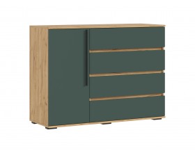 Норд Комод 1 дверь 4 ящика 1200 Изумрудный Кромка Изумруд, Дуб Крафт