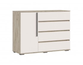 Норд Комод 1 дверь 4 ящика 1200 Кашемир, Дуб Крафт Серый
