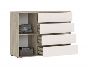 Норд Комод 1 дверь 4 ящика 1200 Кашемир, Дуб Крафт Серый