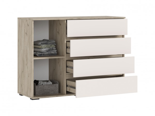 Норд Комод 1 дверь 4 ящика 1200 Кашемир, Дуб Крафт Серый