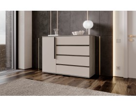 Норд Комод 1 дверь 4 ящика 1200 Кашемир, Дуб Крафт Серый