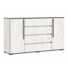 Норд Комод 2 двери 4 ящика 1600 Дуб Крафт Белый, Дуб Крафт Белый