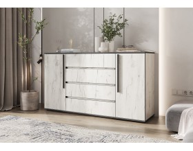 Норд Комод 2 двери 4 ящика 1600 Дуб Крафт Белый, Дуб Крафт Белый