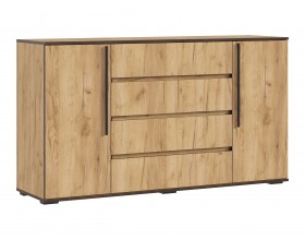 Норд Комод 2 двери 4 ящика 1600 Дуб Крафт, Дуб Крафт Кромка Венге