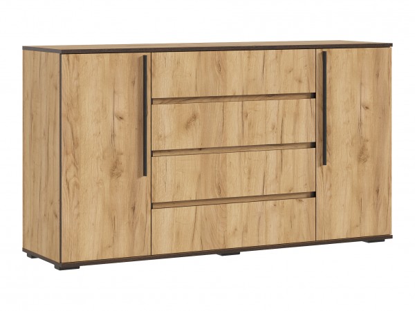 Норд Комод 2 двери 4 ящика 1600 Дуб Крафт, Дуб Крафт Кромка Венге