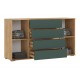 Норд Комод 2 двери 4 ящика 1600 Изумрудный Кромка Изумруд, Дуб Крафт