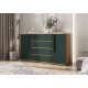 Норд Комод 2 двери 4 ящика 1600 Изумрудный Кромка Изумруд, Дуб Крафт