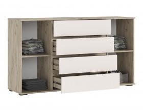 Норд Комод 2 двери 4 ящика 1600 Кашемир, Дуб Крафт Серый