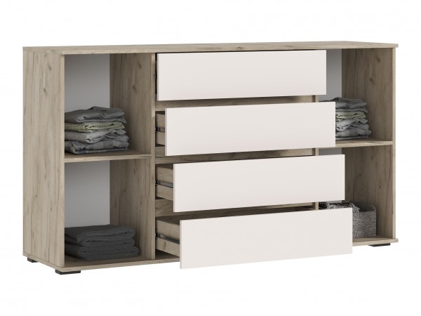 Норд Комод 2 двери 4 ящика 1600 Кашемир, Дуб Крафт Серый