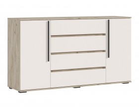 Норд Комод 2 двери 4 ящика 1600 Кашемир, Дуб Крафт Серый