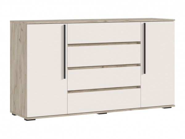 Норд Комод 2 двери 4 ящика 1600 Кашемир, Дуб Крафт Серый