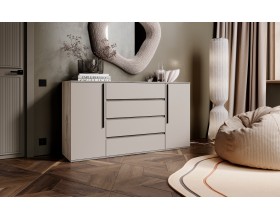 Норд Комод 2 двери 4 ящика 1600 Кашемир, Дуб Крафт Серый