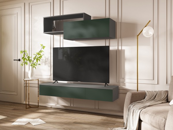 Норд Полка 2-ярусная Изумрудный Кромка Графит, Графит