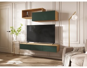 Норд Полка 2-ярусная Изумрудный Кромка Изумруд, Дуб Крафт