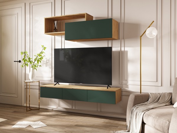 Норд Полка косметическая Изумрудный Кромка Изумруд, Дуб Крафт