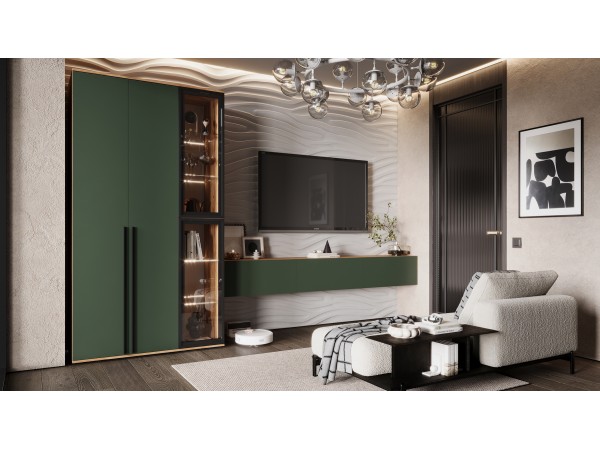 Норд Тумба навесная 800 Изумрудный Кромка Изумруд, Дуб Крафт