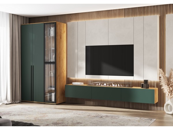 Норд Тумба навесная 800 Изумрудный Кромка Изумруд, Дуб Крафт