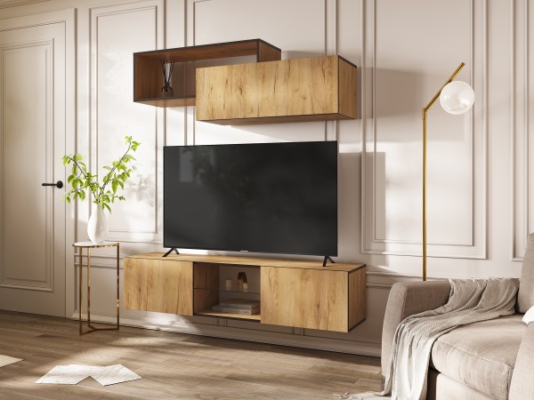 Норд Тумба ТВ подвесная Дуб Крафт, Дуб Крафт Кромка Венге