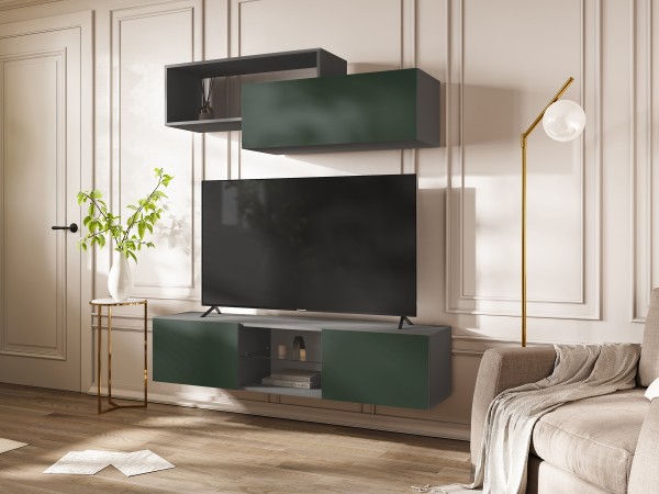 Норд Тумба ТВ подвесная Изумрудный Кромка Графит, Графит