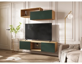 Норд Тумба ТВ подвесная Изумрудный Кромка Изумруд, Дуб Крафт