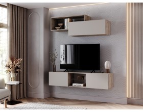 Норд Тумба ТВ подвесная Кашемир, Дуб Крафт Серый