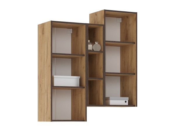 Норд Шкаф подвесной комбинированный Дуб Крафт, Дуб Крафт Кромка Венге