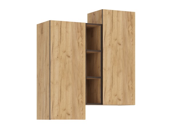 Норд Шкаф подвесной комбинированный Дуб Крафт, Дуб Крафт Кромка Венге
