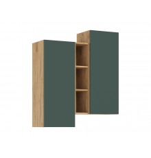 Норд Шкаф подвесной комбинированный Изумрудный Кромка Изумруд, Дуб Крафт