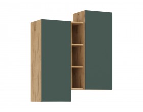 Норд Шкаф подвесной комбинированный Изумрудный Кромка Изумруд, Дуб Крафт