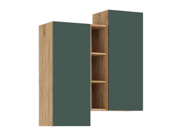 Норд Шкаф подвесной комбинированный Изумрудный Кромка Изумруд, Дуб Крафт