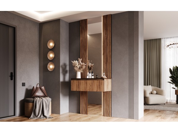 Норд Тумба с зеркалом Дуб Крафт Кромка Венге