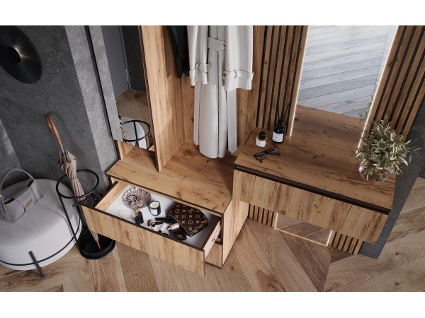 Норд Тумба с зеркалом Дуб Крафт Кромка Венге