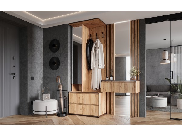 Норд Тумба с зеркалом Дуб Крафт Кромка Венге