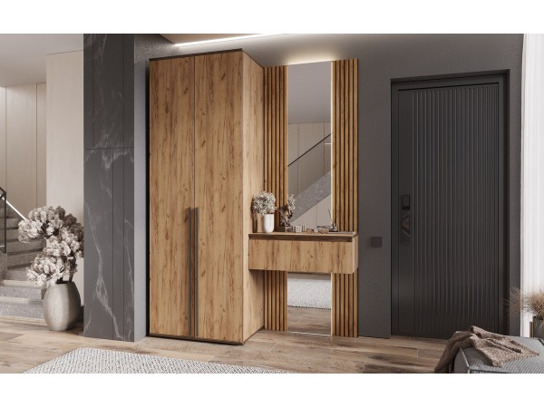 Норд Тумба с зеркалом Дуб Крафт Кромка Венге