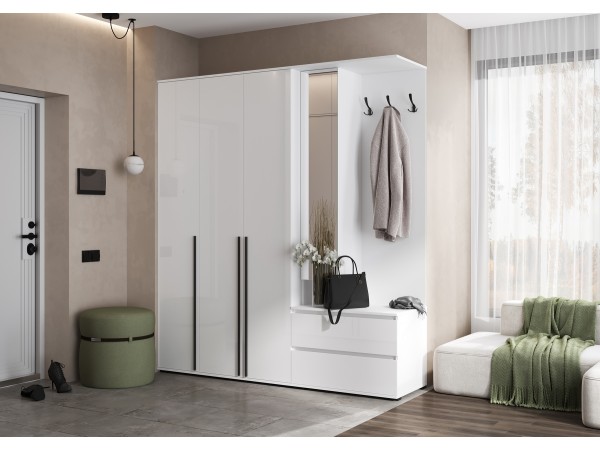 Прихожая Норд Белый глянец, Белый