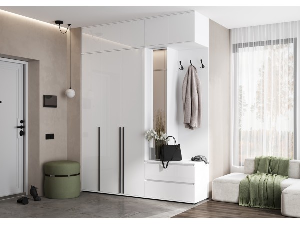 Прихожая Норд Белый глянец, Белый