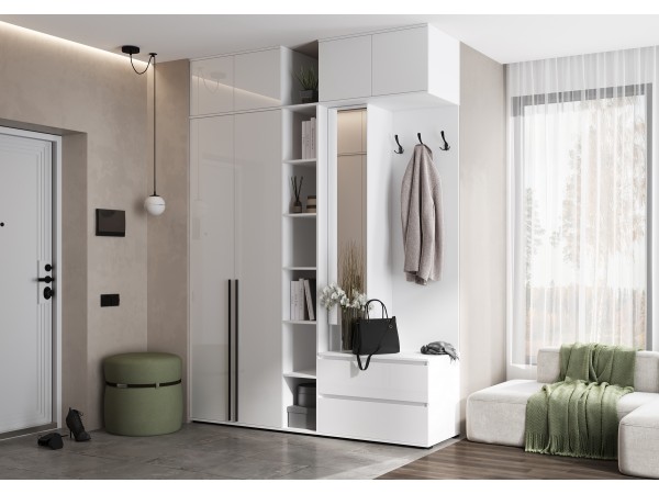 Прихожая Норд Белый глянец, Белый