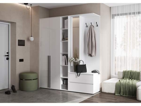 Прихожая Норд Белый глянец, Белый