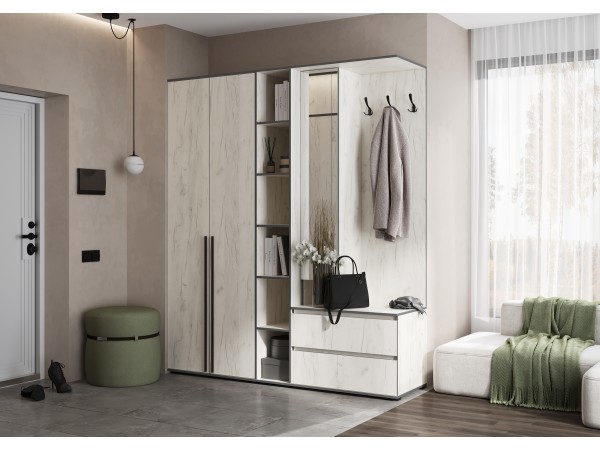 Прихожая Норд Дуб Крафт Белый, Дуб Крафт Белый