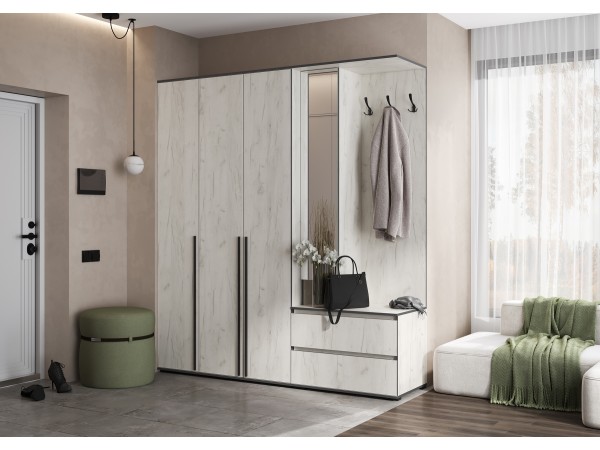 Прихожая Норд Дуб Крафт Белый, Дуб Крафт Белый