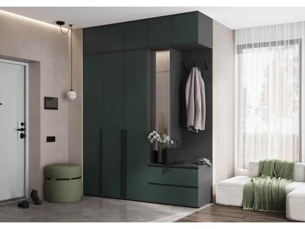 Прихожая Норд Изумрудный Кромка Графит, Графит