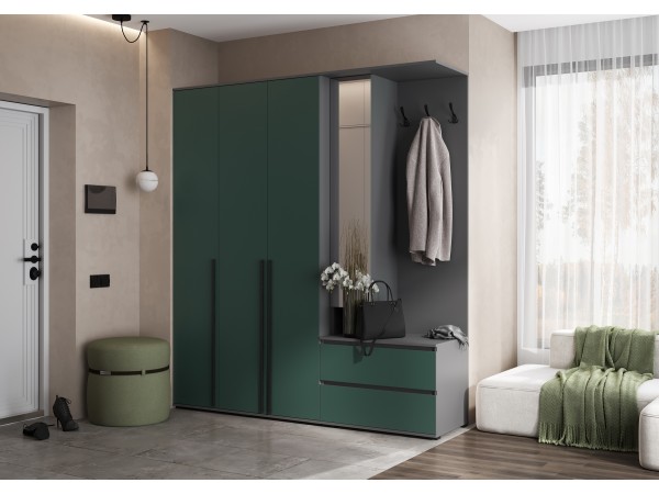 Прихожая Норд Изумрудный Кромка Графит, Графит