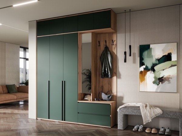 Прихожая Норд Изумрудный Кромка Изумруд, Дуб Крафт