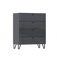 Оливия Комод 4 ящика Графит Глянец, Графит
