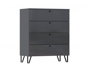 Оливия Комод 4 ящика Графит Глянец, Графит