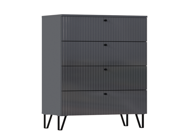 Оливия Комод 4 ящика Графит Глянец, Графит