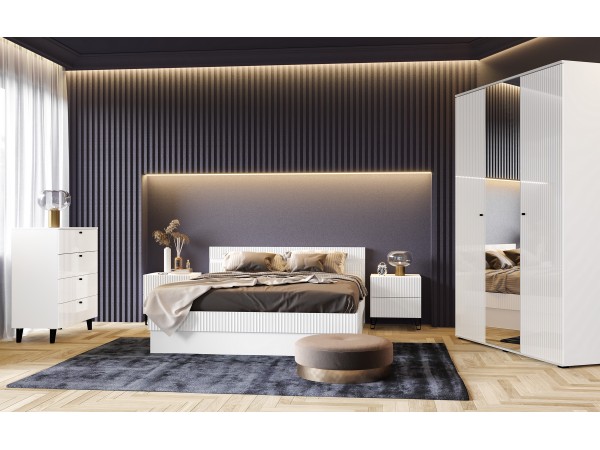 Оливия Комод 4 ящика Белый Глянец, Белый